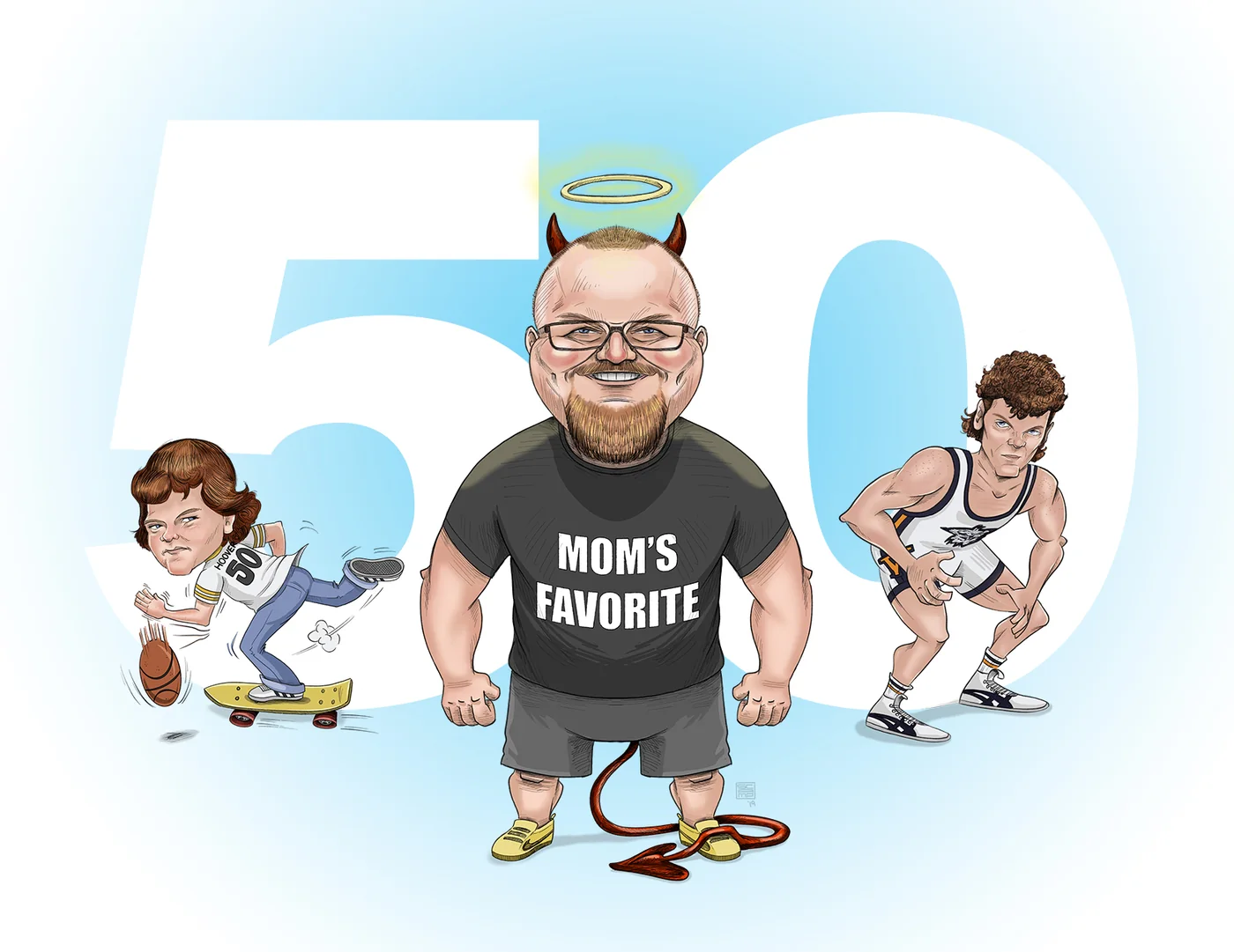 Color caricature for a 50th birthday