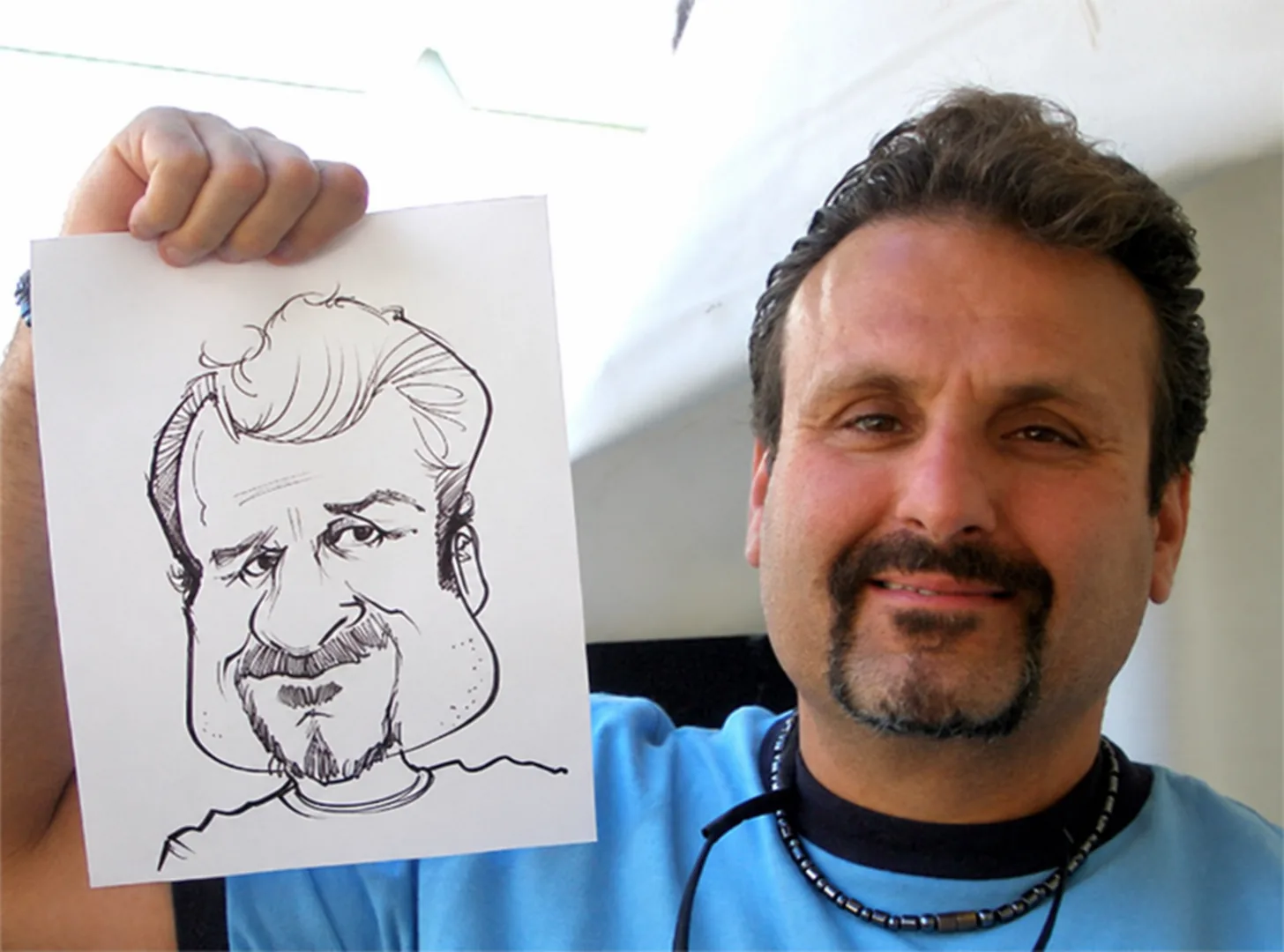 Live event caricature of a bearded man
