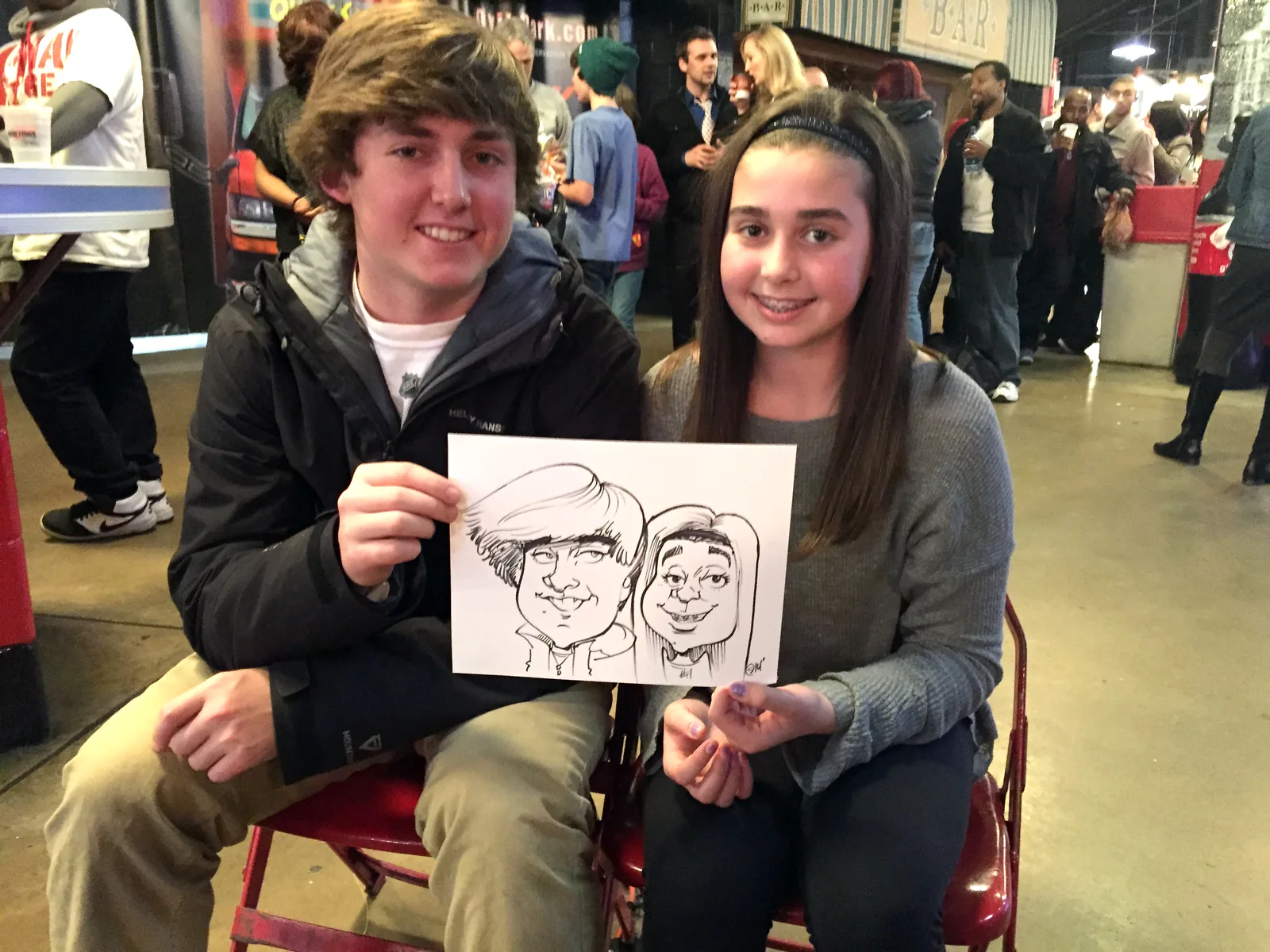 Live event caricature of a couple