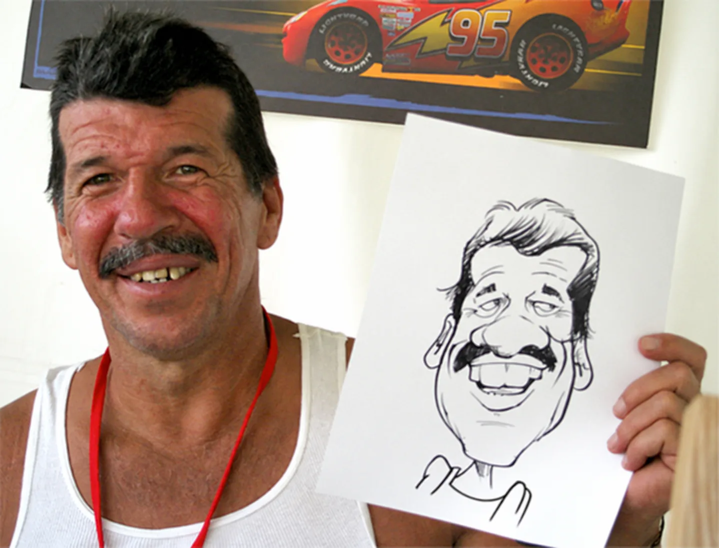 Live event caricature of a man with a mustache