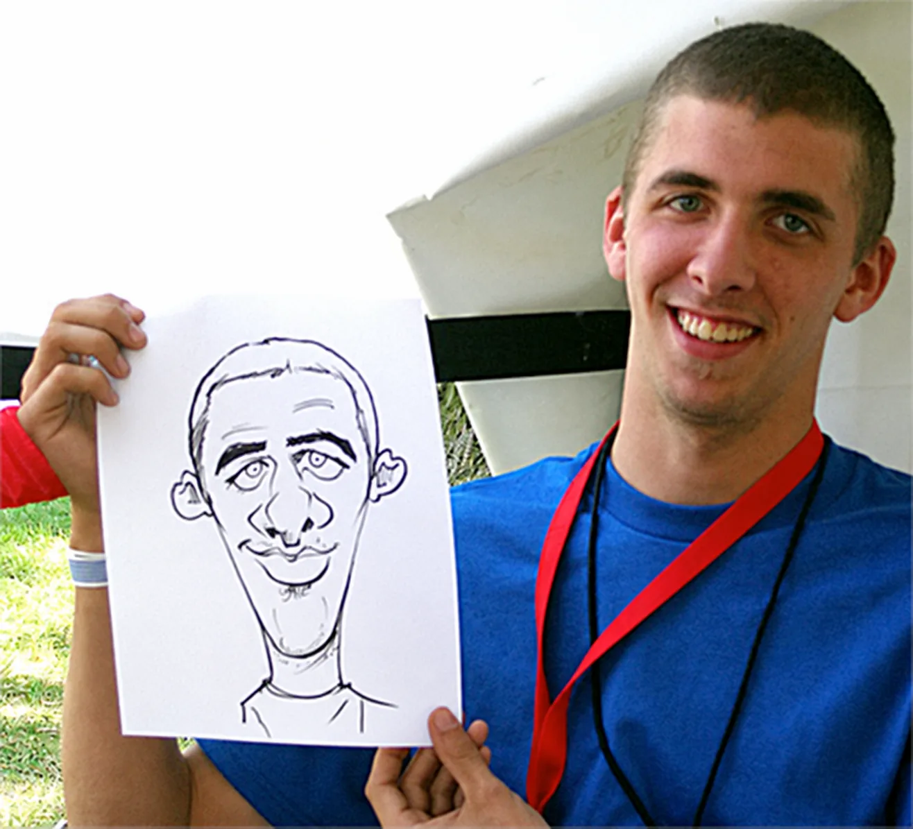 Live event caricature of a young man
